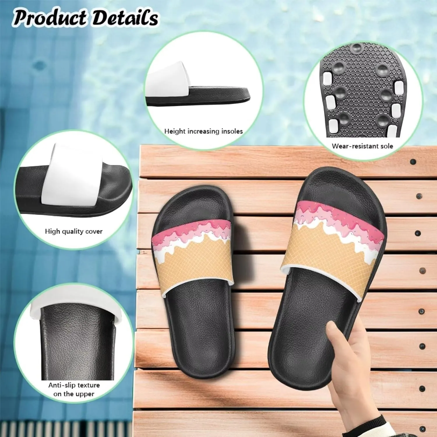 Slides for Girls Slides for Girls Toddler Slippers Shower Bathroom Non-Slip Open Toe Super Comfy Home House Slide Sandals
