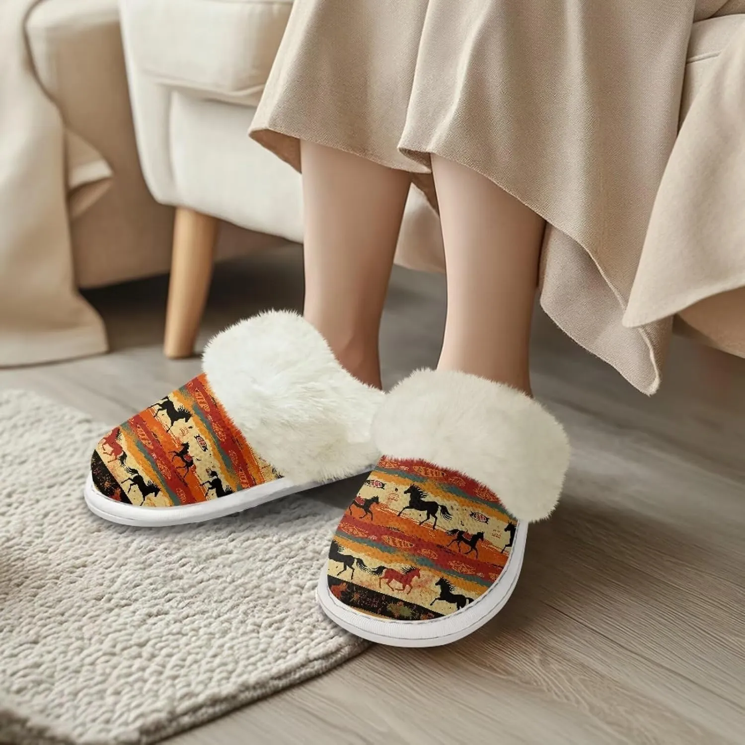 Slippers for Women Men Comfort Slip On Winter Warm House Shoes Unisex Lightweight Non Skid Plush Slipper Flats for Bath Hotel Home Non Skid Rubber Sole