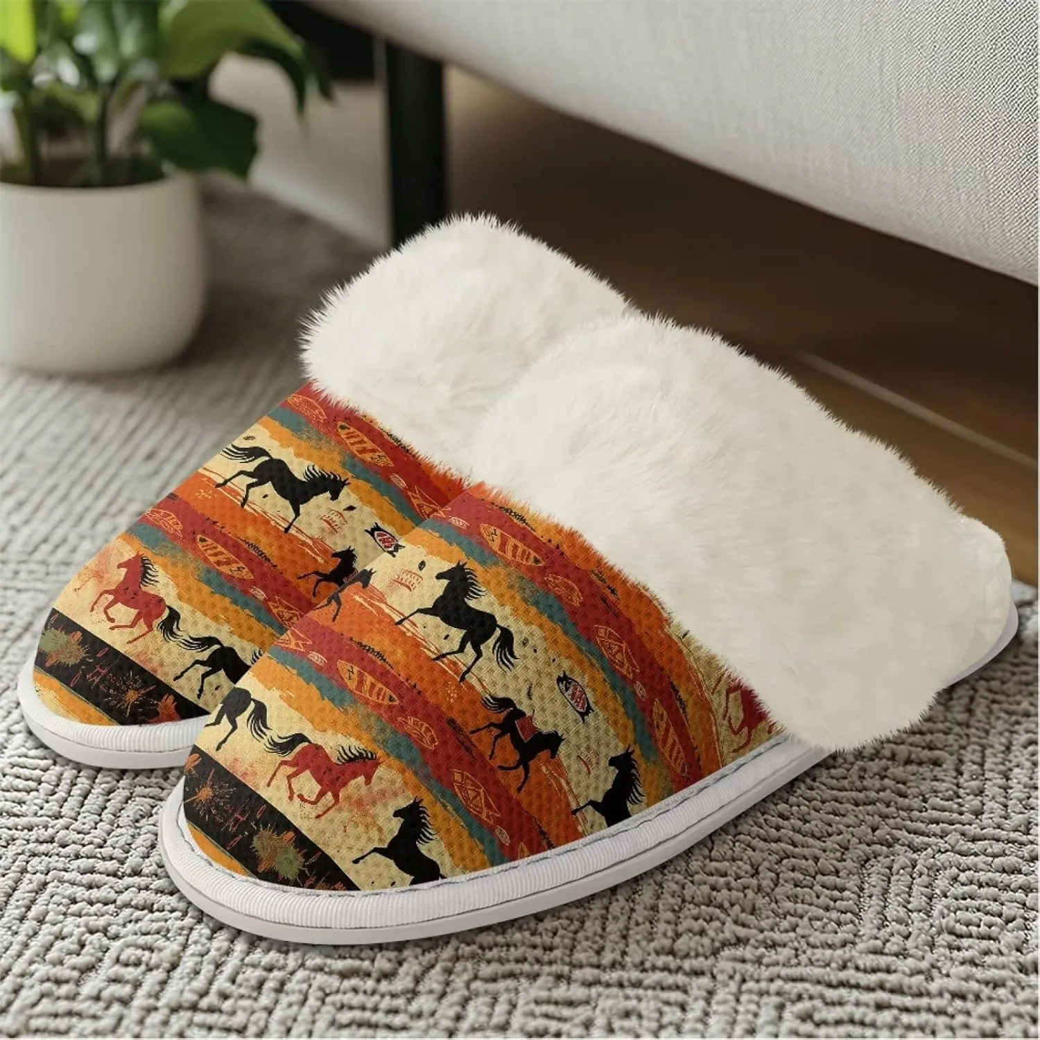 Slippers for Women Men Comfort Slip On Winter Warm House Shoes Unisex Lightweight Non Skid Plush Slipper Flats for Bath Hotel Home Non Skid Rubber Sole