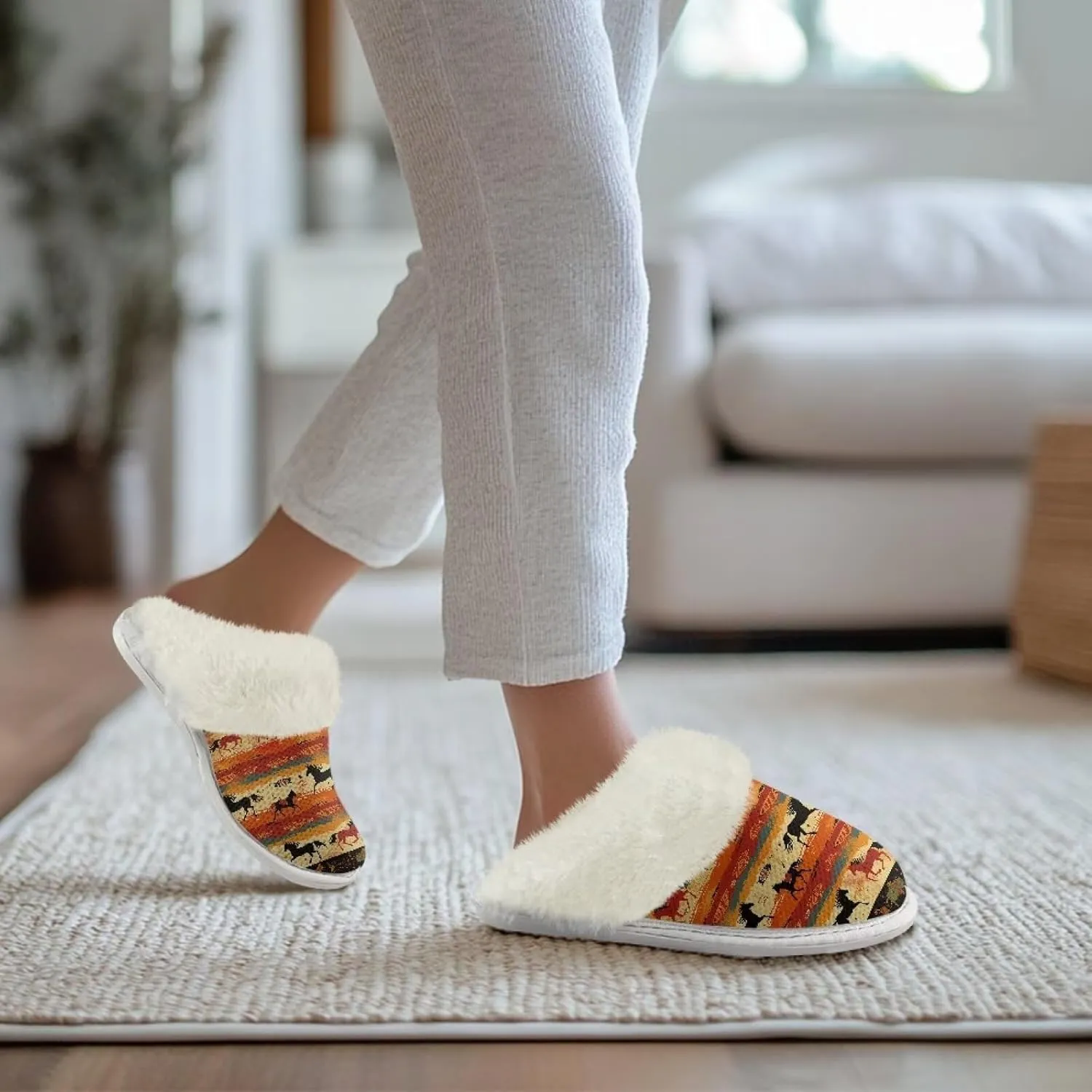 Slippers for Women Men Comfort Slip On Winter Warm House Shoes Unisex Lightweight Non Skid Plush Slipper Flats for Bath Hotel Home Non Skid Rubber Sole