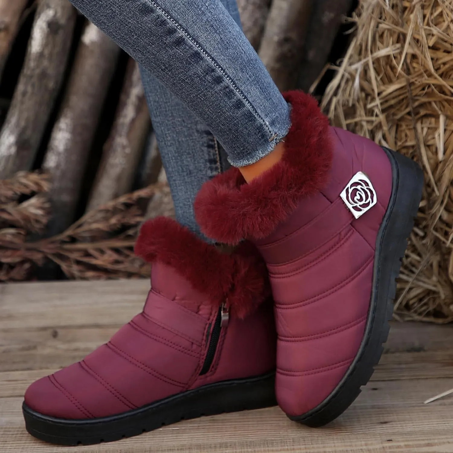 Snow Boots for Women Platform Boots 2024 Winter Warm Outdoor Waterproof Plush Insulation Flat Bottom Short Boots