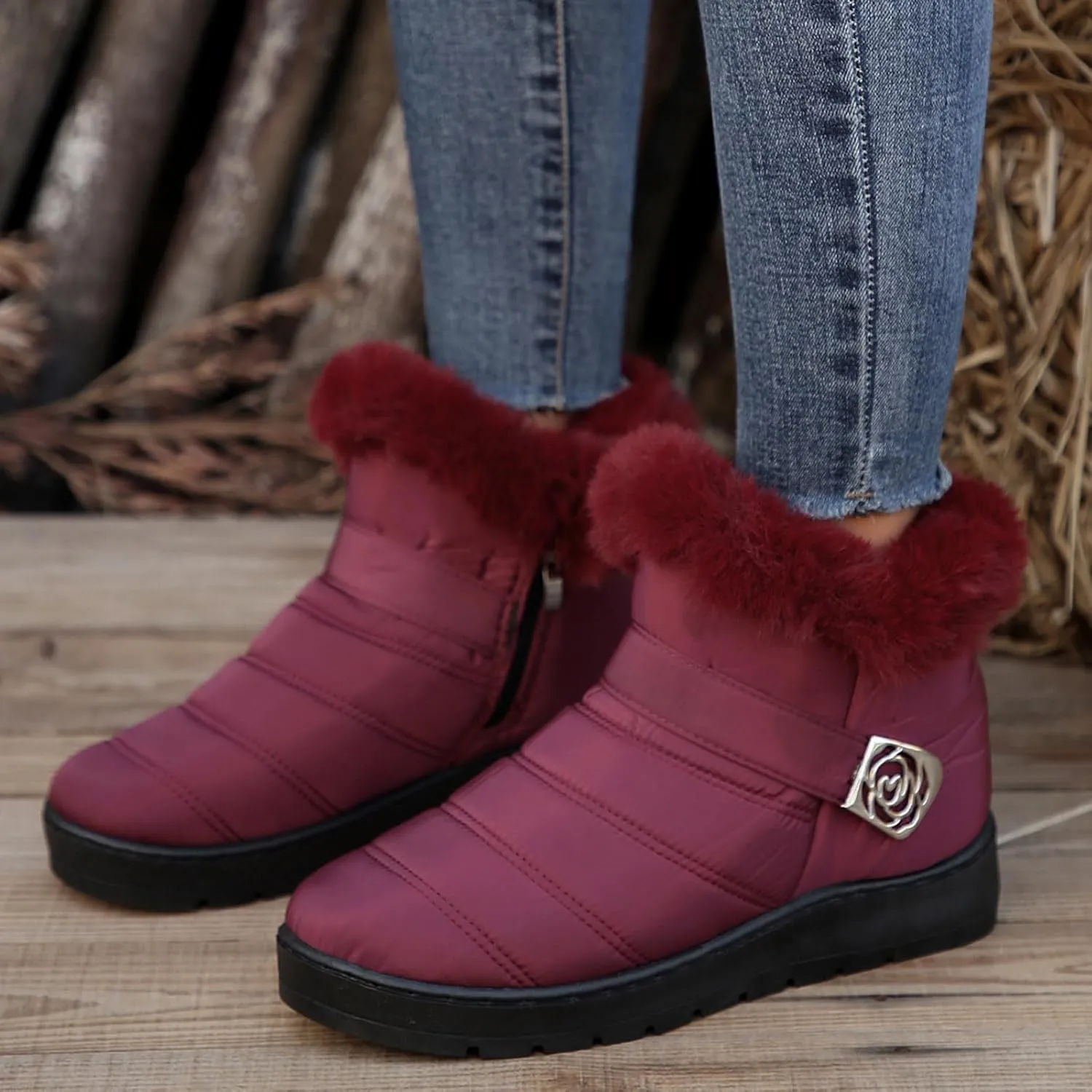 Snow Boots for Women Platform Boots 2024 Winter Warm Outdoor Waterproof Plush Insulation Flat Bottom Short Boots