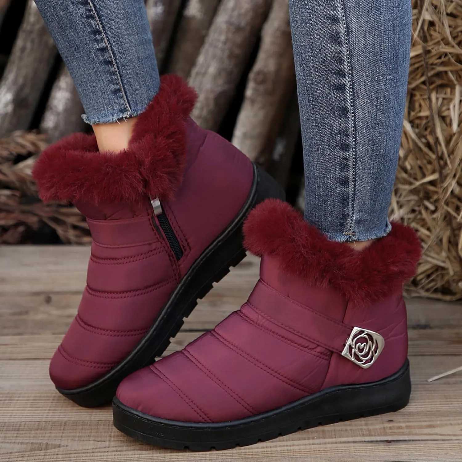 Snow Boots for Women Platform Boots 2024 Winter Warm Outdoor Waterproof Plush Insulation Flat Bottom Short Boots