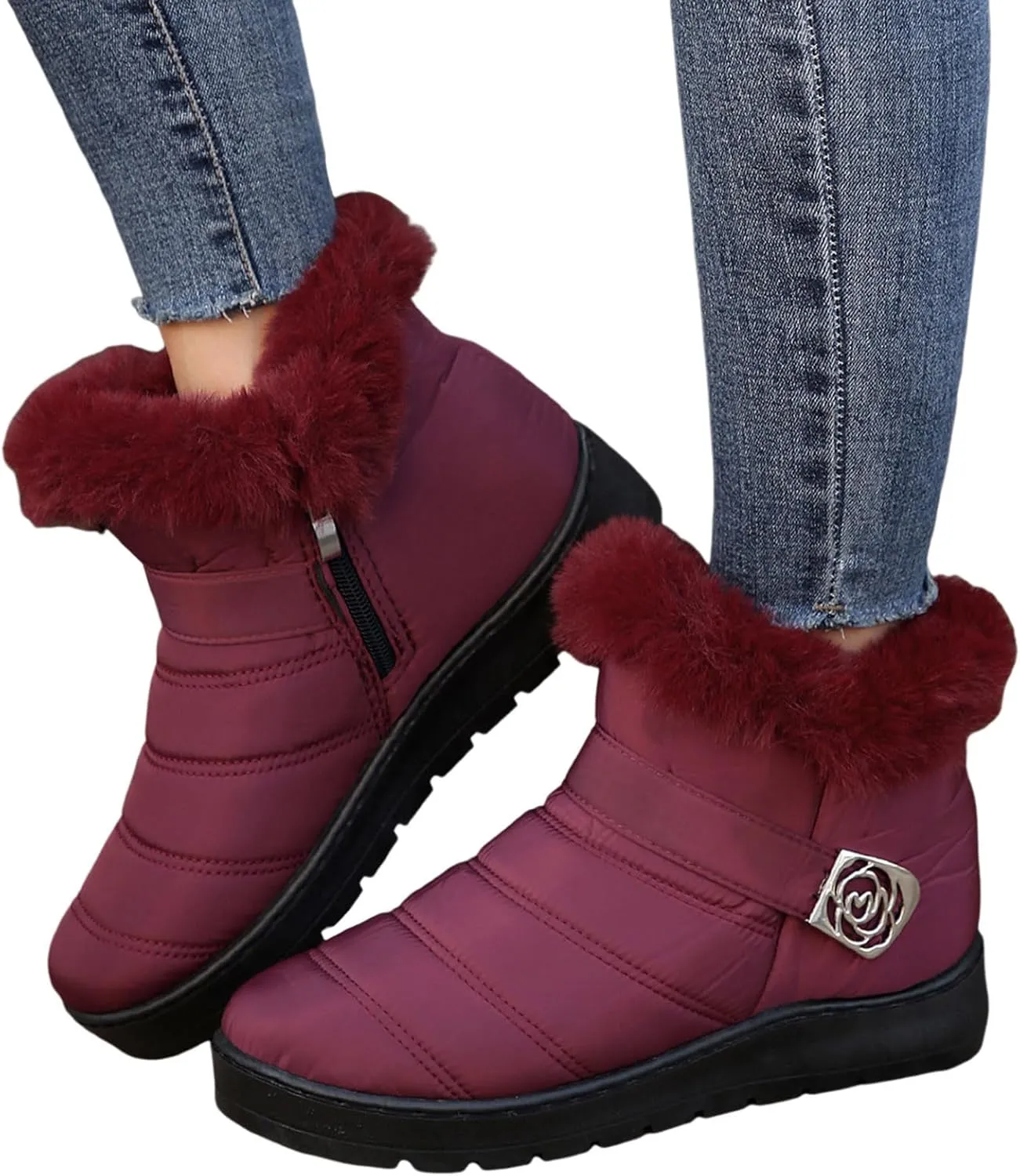 Snow Boots for Women Platform Boots 2024 Winter Warm Outdoor Waterproof Plush Insulation Flat Bottom Short Boots