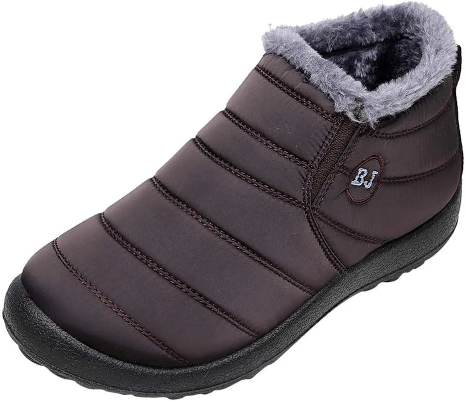 Snow Boots for Women Shoes Winter Slip On Ankle Booties Warm Fur Lined Waterproof Comfortable Womens Mens Short Boots