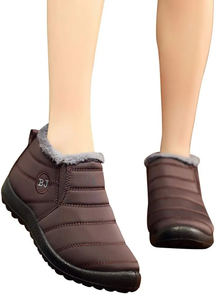 Snow Boots for Women Shoes Winter Slip On Ankle Booties Warm Fur Lined Waterproof Comfortable Womens Mens Short Boots