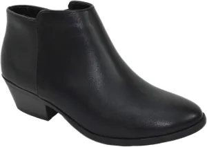 Soda Women Small Short Heel Ankle Boots Side Zipper Booties Faux Leather Mug-S Black PU 7.5