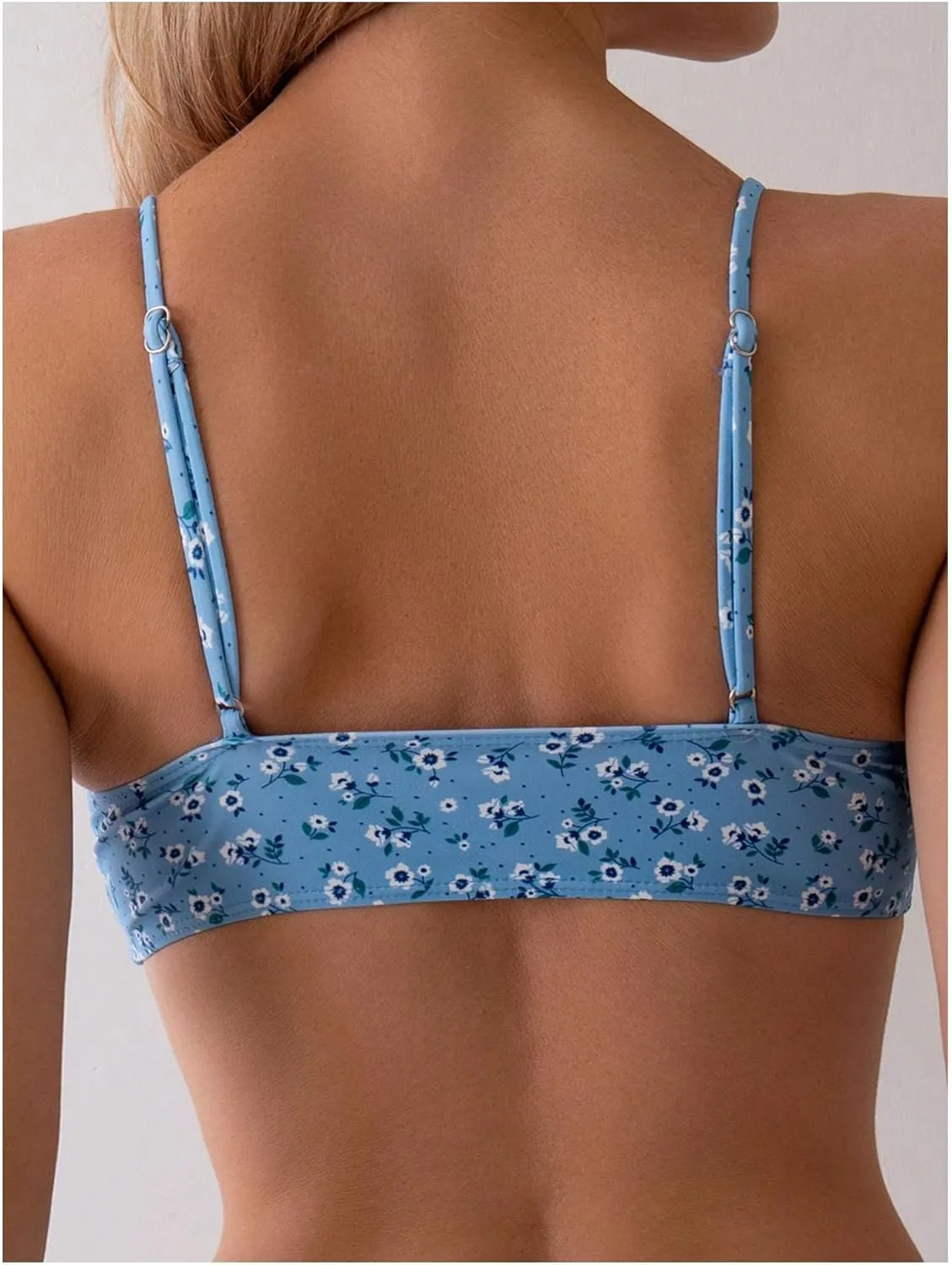 SOLY HUX Women's 2 Piece Bathing Suit Floral Print High Waisted Scoop Neck Cute Bikini Set Beachwear