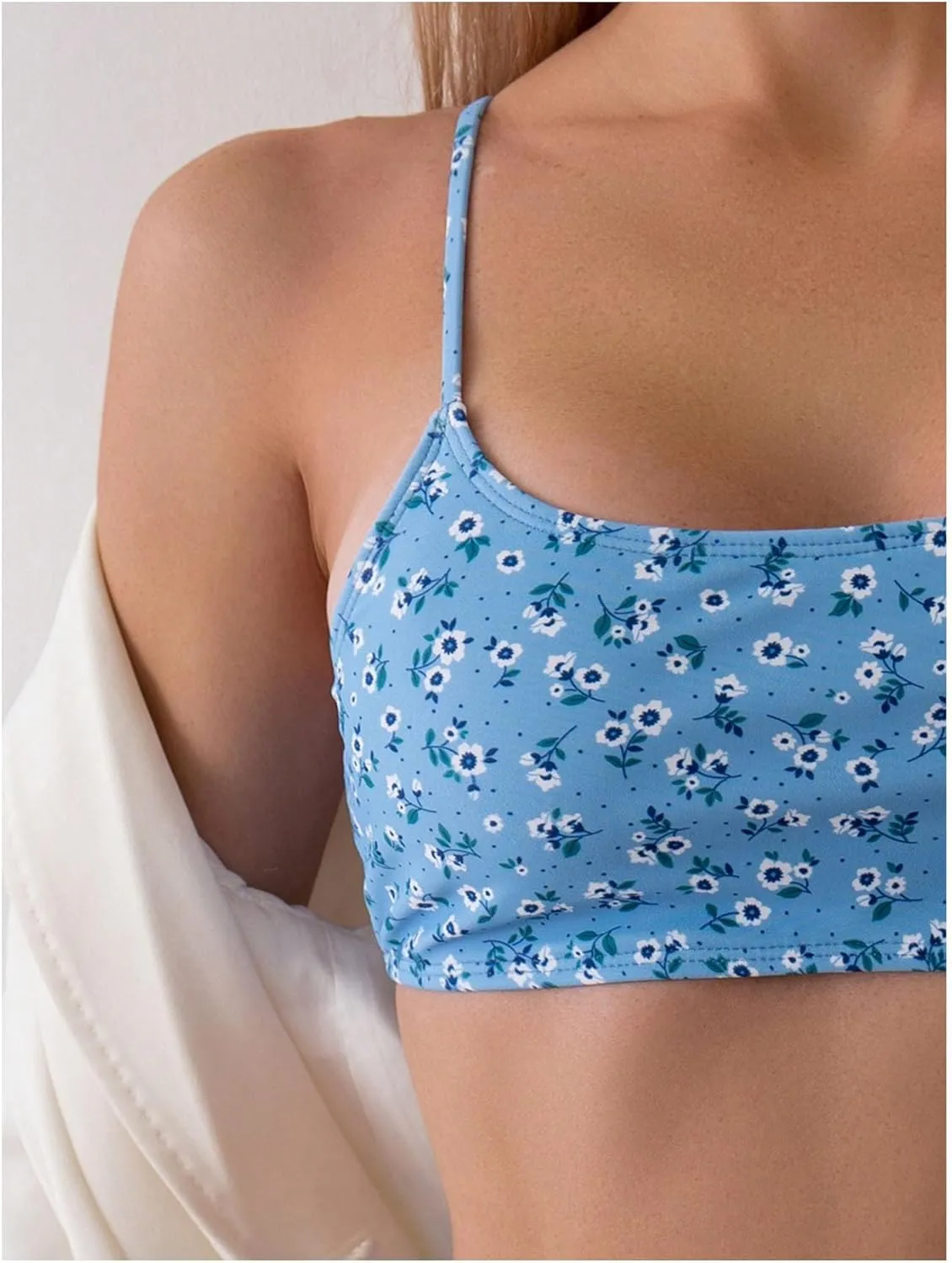 SOLY HUX Women's 2 Piece Bathing Suit Floral Print High Waisted Scoop Neck Cute Bikini Set Beachwear