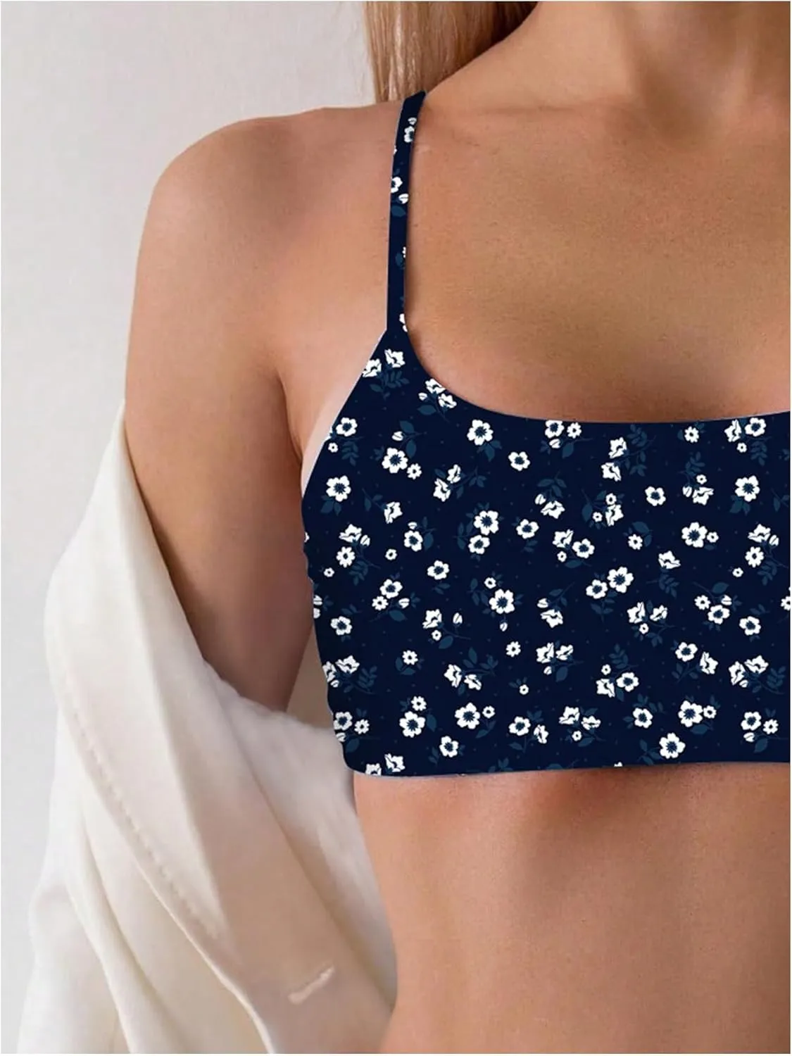 SOLY HUX Women's 2 Piece Bathing Suit Floral Print High Waisted Scoop Neck Cute Bikini Set Beachwear