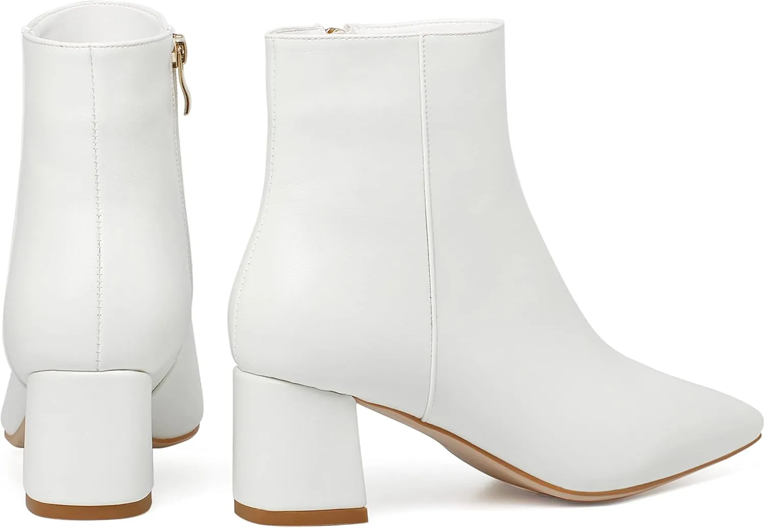 SoundSky Chunky Go Go Boots Women Pointed Toe Ankle Boots Block Heel Side Zipper High Heel Short Booties