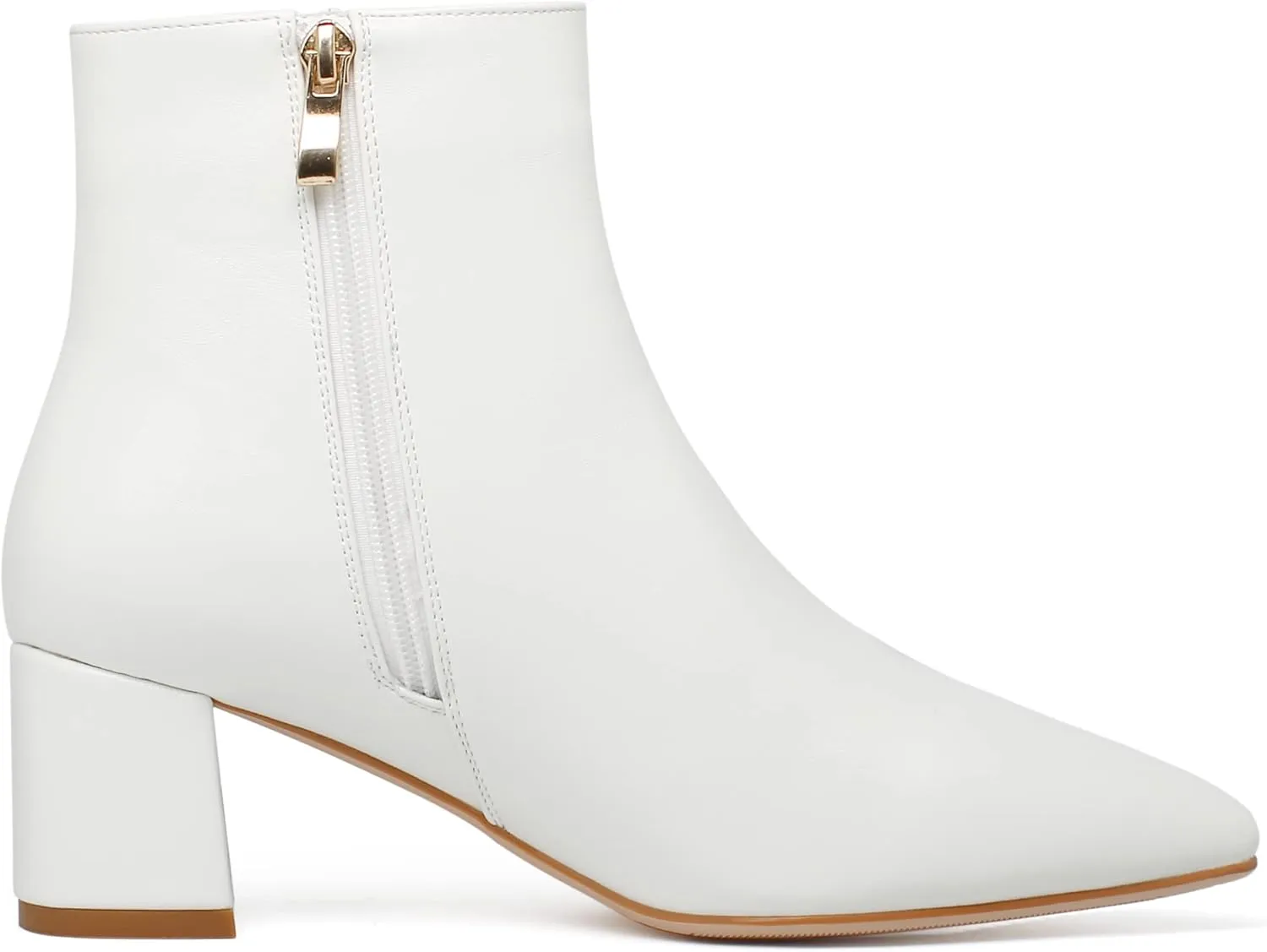 SoundSky Chunky Go Go Boots Women Pointed Toe Ankle Boots Block Heel Side Zipper High Heel Short Booties