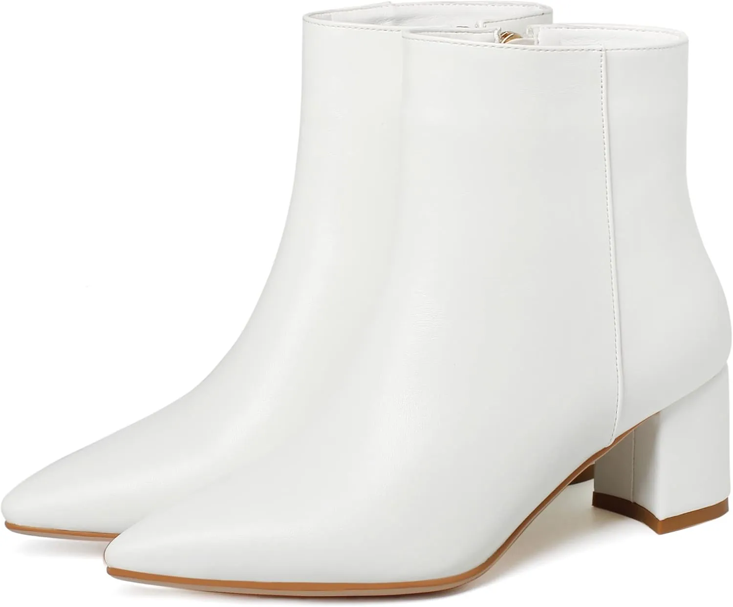 SoundSky Chunky Go Go Boots Women Pointed Toe Ankle Boots Block Heel Side Zipper High Heel Short Booties