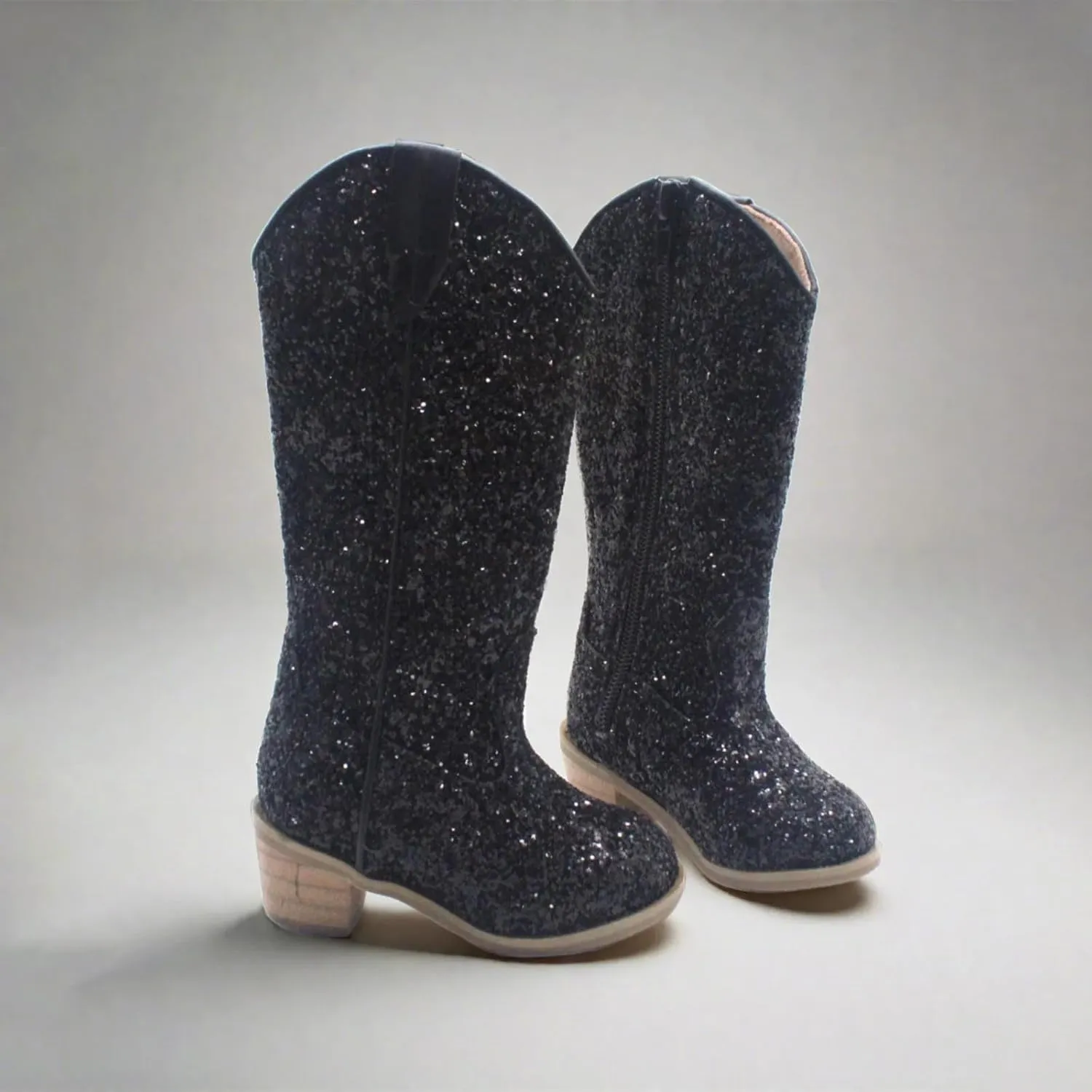 Sparkly Boots for Girls Cowboy Boots Square Toe Kids Boots Embroidered Western Boots Cow Girl Boots for Toddler