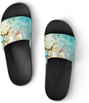 Starfish Coral And Seashell on Beach House Slippers for Women Men Shower Slides Bathroom Sandals