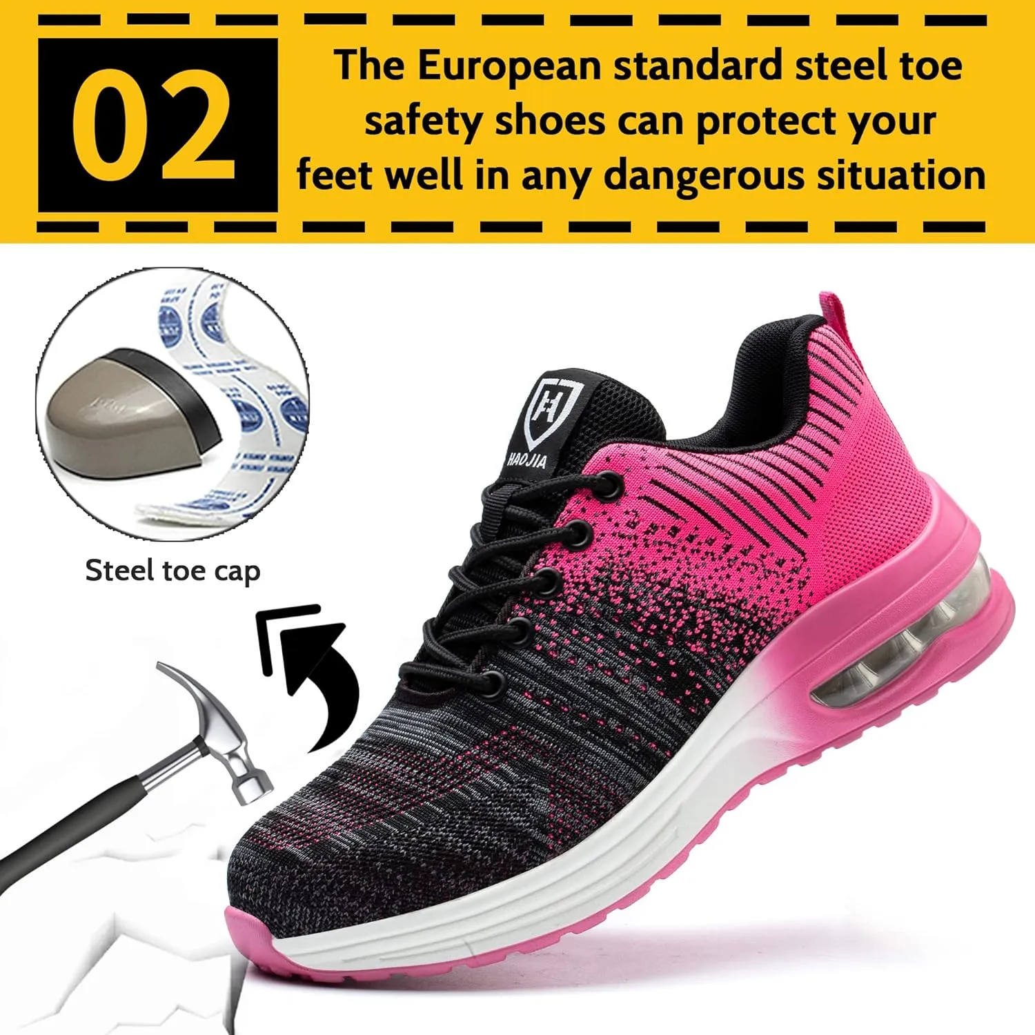 Steel Toe Shoes for Men Women Breathable Safety Work Sneakers Lightweight Comfortable Proof Slip Resistant Fashion Sneakers Air Cushion Construction Industrial Safety Shoes