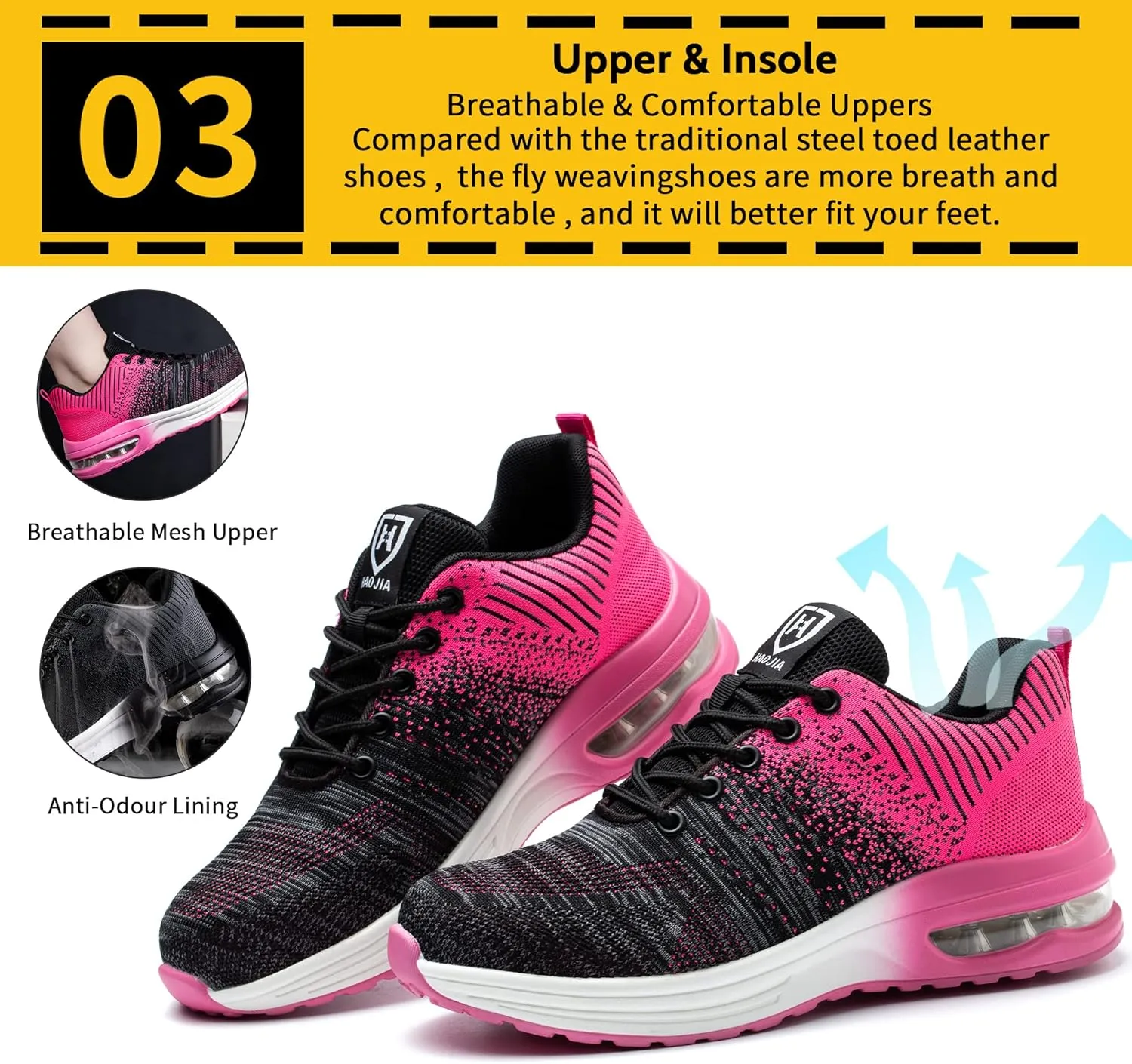 Steel Toe Shoes for Men Women Breathable Safety Work Sneakers Lightweight Comfortable Proof Slip Resistant Fashion Sneakers Air Cushion Construction Industrial Safety Shoes