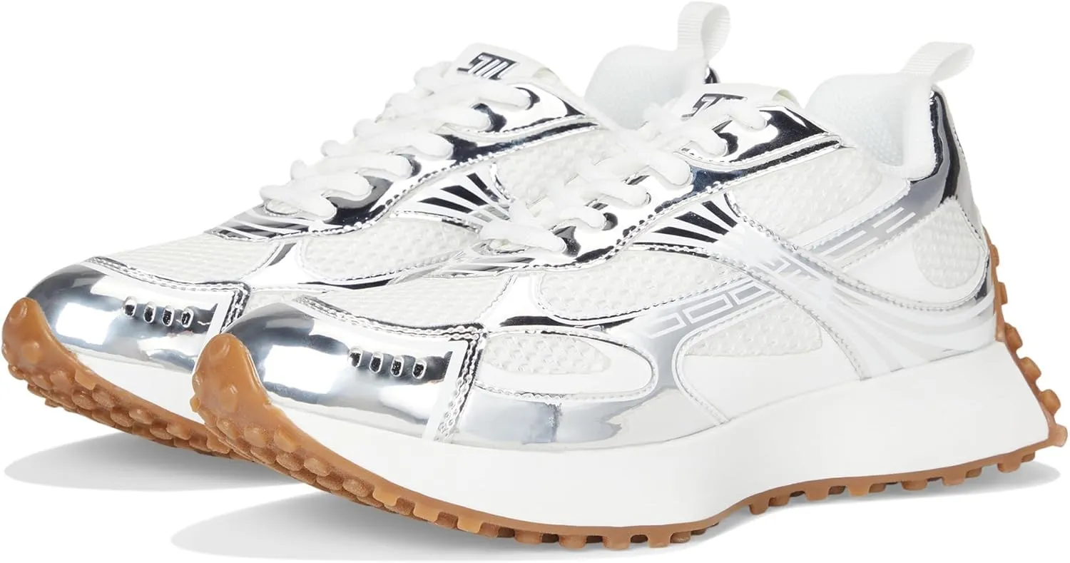 Steve Madden Women's Cyclone Sneaker, Silver, 6.5