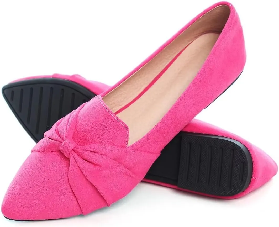 Stunner Classic Women's Pointed Toe Bowknot Ballet Flats Comfortable Cute Dress Flats