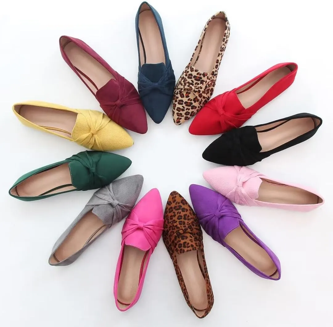 Stunner Classic Women's Pointed Toe Bowknot Ballet Flats Comfortable Cute Dress Flats