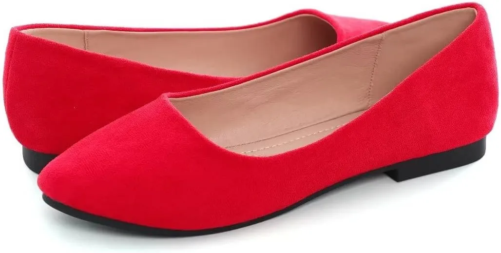 Stunner Women Cute Slip-On Ballet Shoes Soft Solid Classic Pointed Toe Flats
