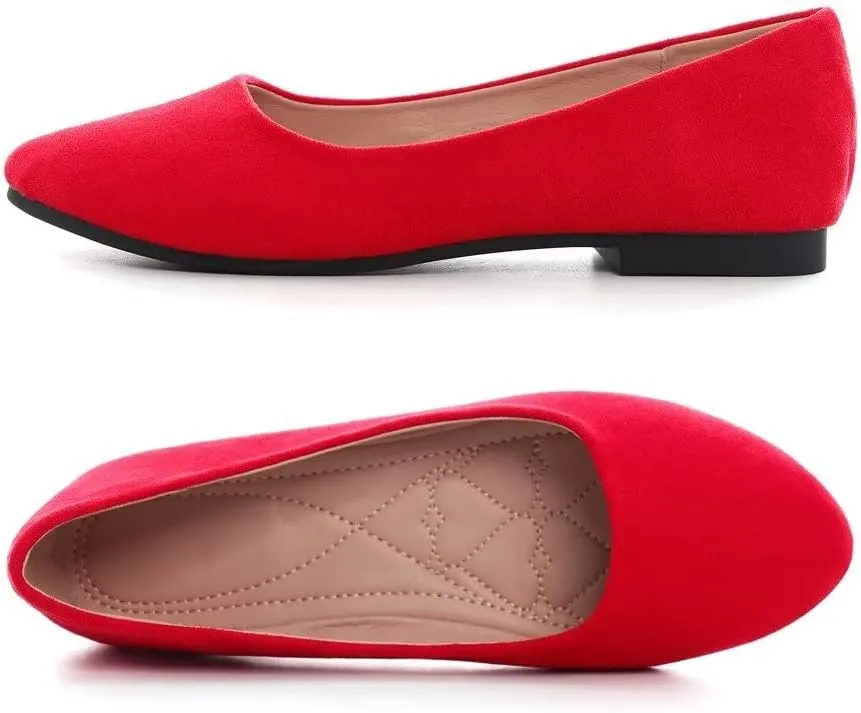 Stunner Women Cute Slip-On Ballet Shoes Soft Solid Classic Pointed Toe Flats