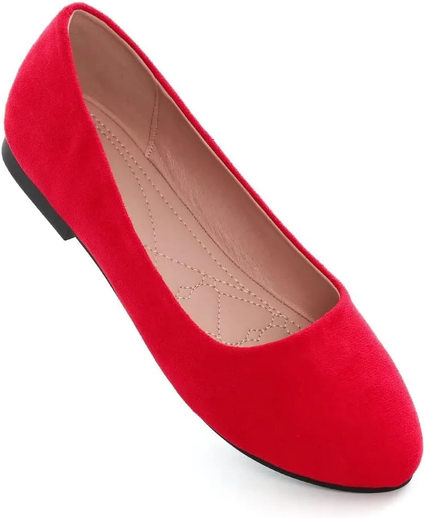 Stunner Women Cute Slip-On Ballet Shoes Soft Solid Classic Pointed Toe Flats