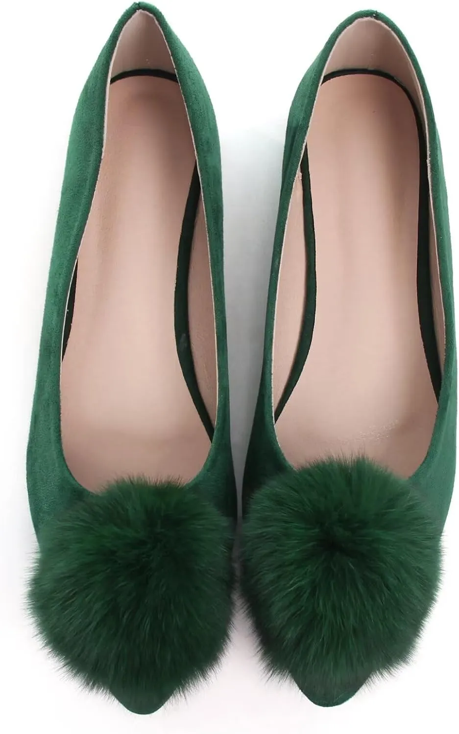 Stunner Women's Ballet Flats Fashion Pointed Toe Dress Flats Soft Suede Flat Shoes Casual Plush Ball Slip On Walking Shoes