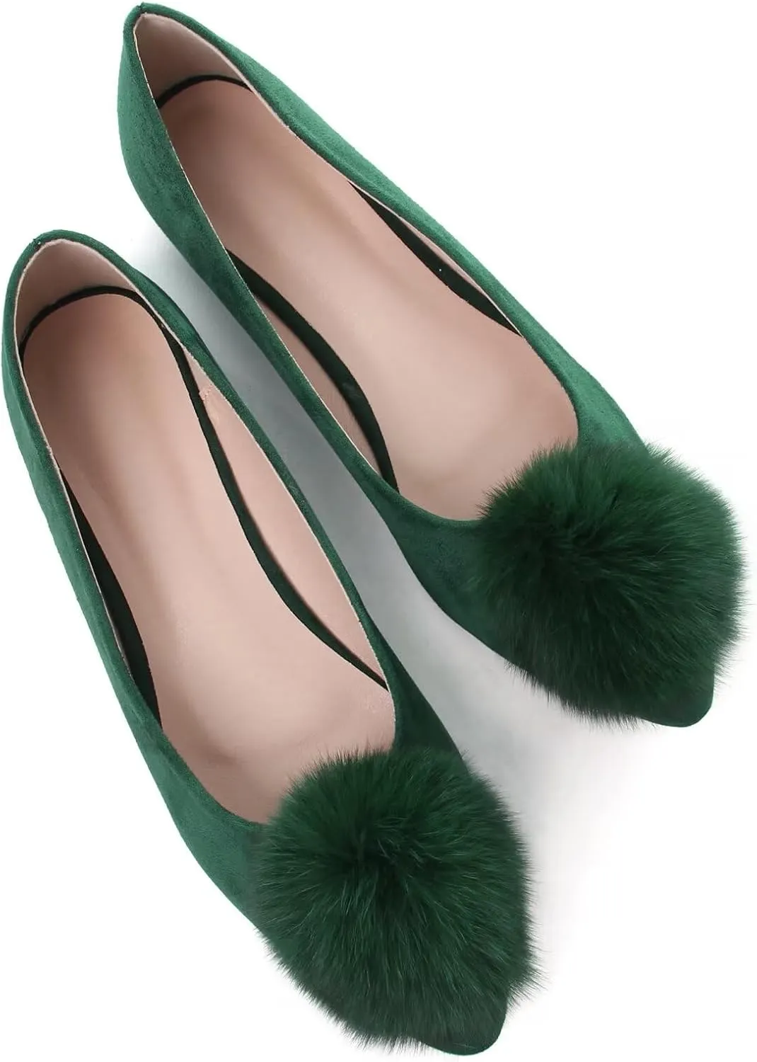Stunner Women's Ballet Flats Fashion Pointed Toe Dress Flats Soft Suede Flat Shoes Casual Plush Ball Slip On Walking Shoes