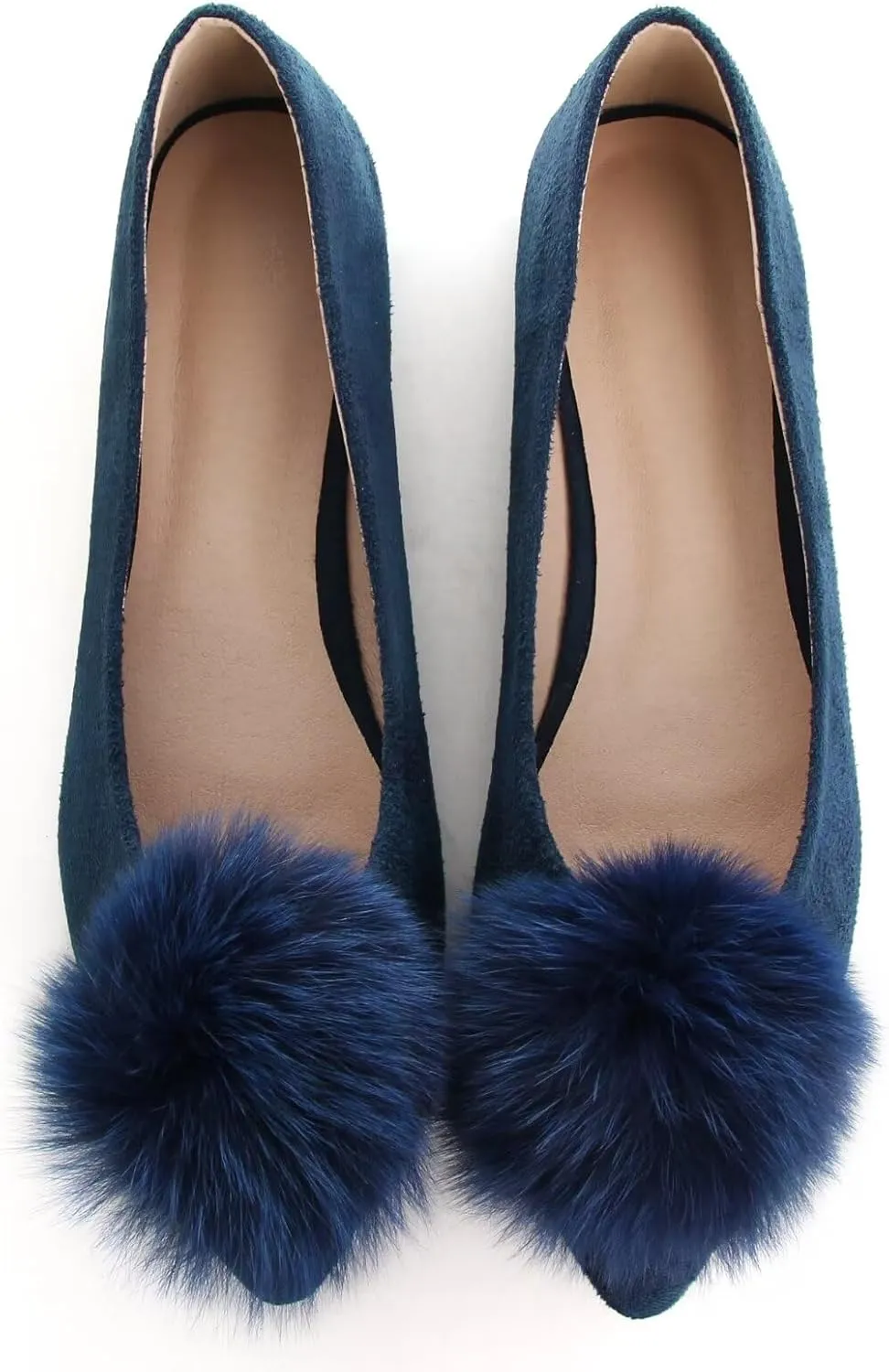 Stunner Women's Ballet Flats Fashion Pointed Toe Dress Flats Soft Suede Flat Shoes Casual Plush Ball Slip On Walking Shoes
