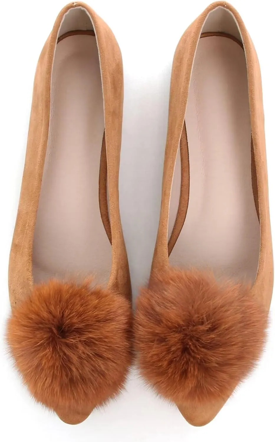 Stunner Women's Ballet Flats Fashion Pointed Toe Dress Flats Soft Suede Flat Shoes Casual Plush Ball Slip On Walking Shoes