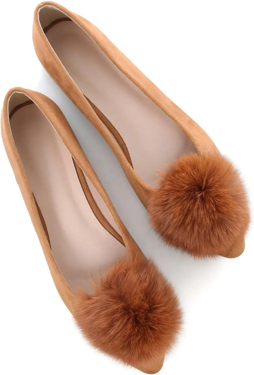 Stunner Women's Ballet Flats Fashion Pointed Toe Dress Flats Soft Suede Flat Shoes Casual Plush Ball Slip On Walking Shoes