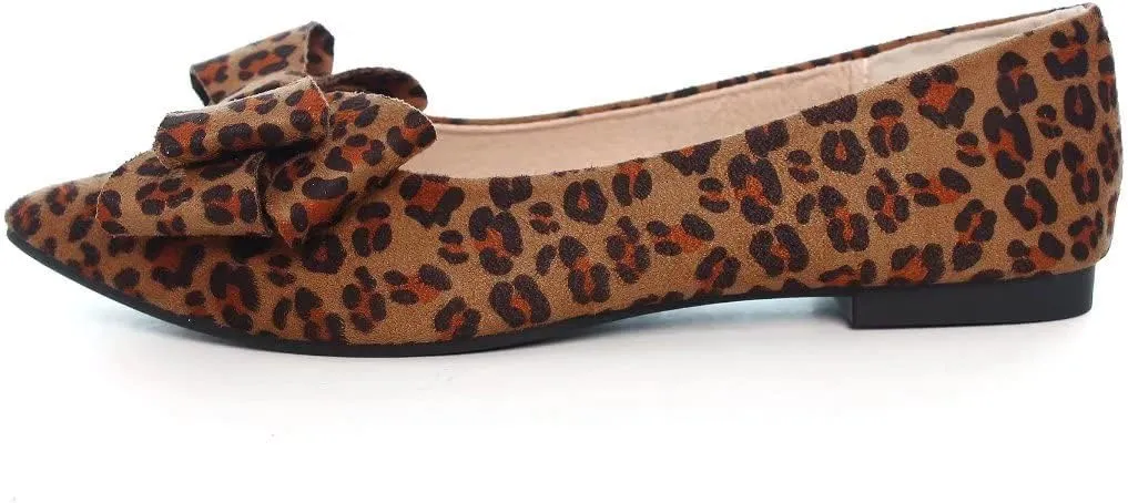 Stunner Womens Bowknot Flower Ballet Flats Pointed Toe Soft Dress Shoes