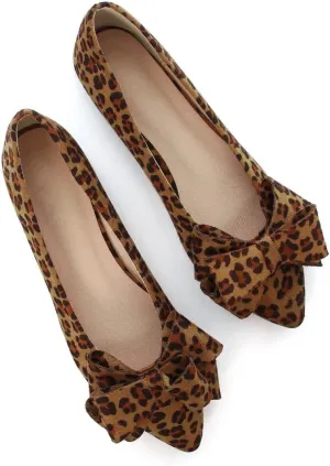 Stunner Womens Bowknot Flower Ballet Flats Pointed Toe Soft Dress Shoes