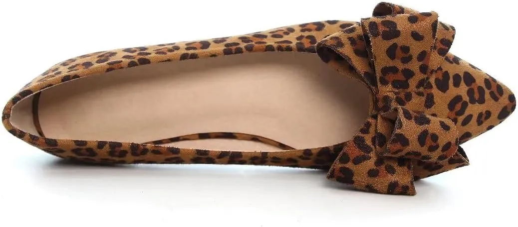 Stunner Womens Bowknot Flower Ballet Flats Pointed Toe Soft Dress Shoes