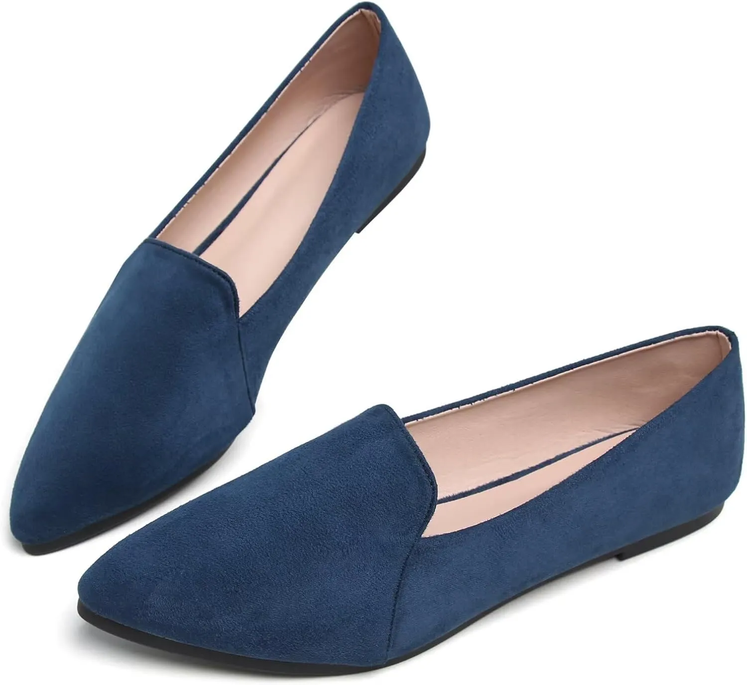 Stunner Women's Flats Comfortable Pointed Toe Slip On Ballet Flats Soft Faux Suede Dress Flat Shoes