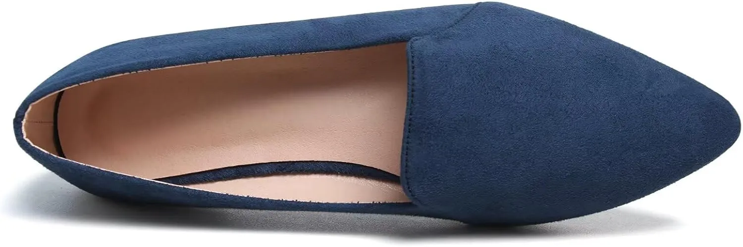 Stunner Women's Flats Comfortable Pointed Toe Slip On Ballet Flats Soft Faux Suede Dress Flat Shoes