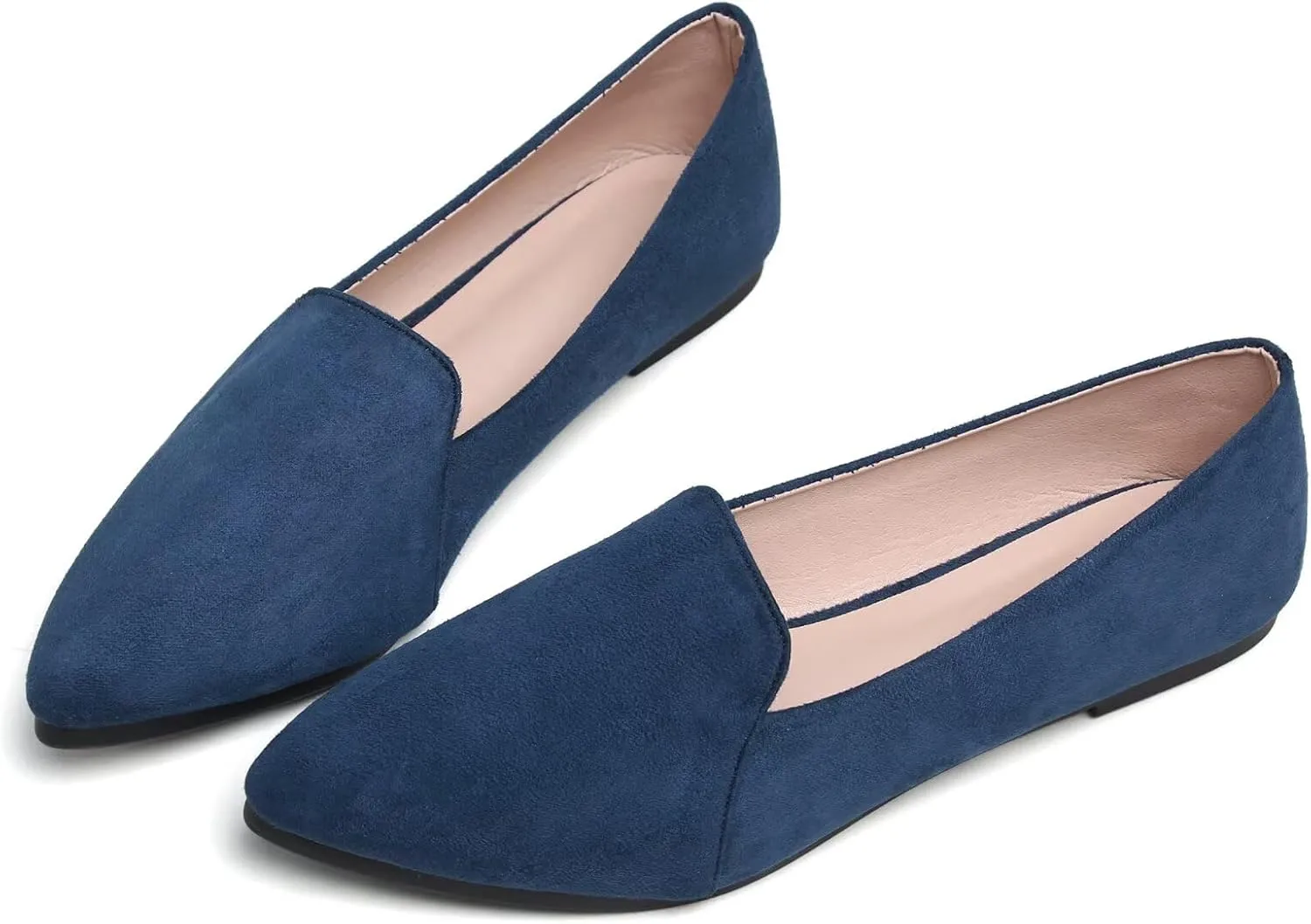 Stunner Women's Flats Comfortable Pointed Toe Slip On Ballet Flats Soft Faux Suede Dress Flat Shoes