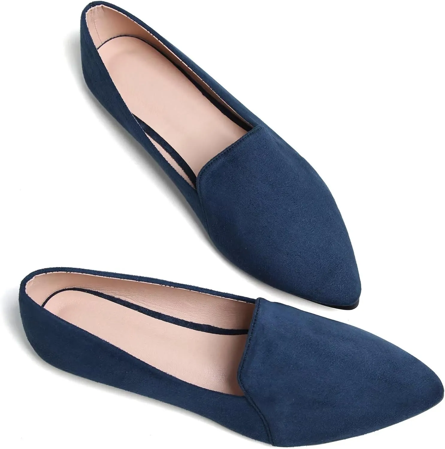 Stunner Women's Flats Comfortable Pointed Toe Slip On Ballet Flats Soft Faux Suede Dress Flat Shoes