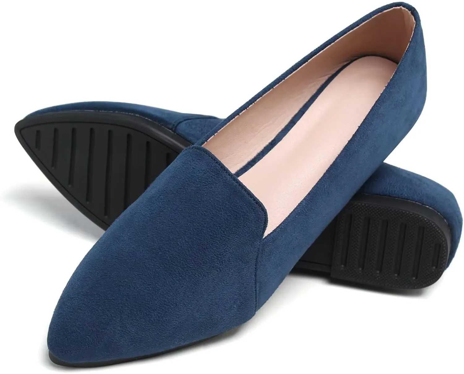 Stunner Women's Flats Comfortable Pointed Toe Slip On Ballet Flats Soft Faux Suede Dress Flat Shoes