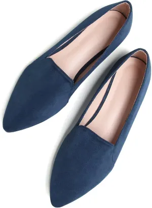 Stunner Women's Flats Comfortable Pointed Toe Slip On Ballet Flats Soft Faux Suede Dress Flat Shoes