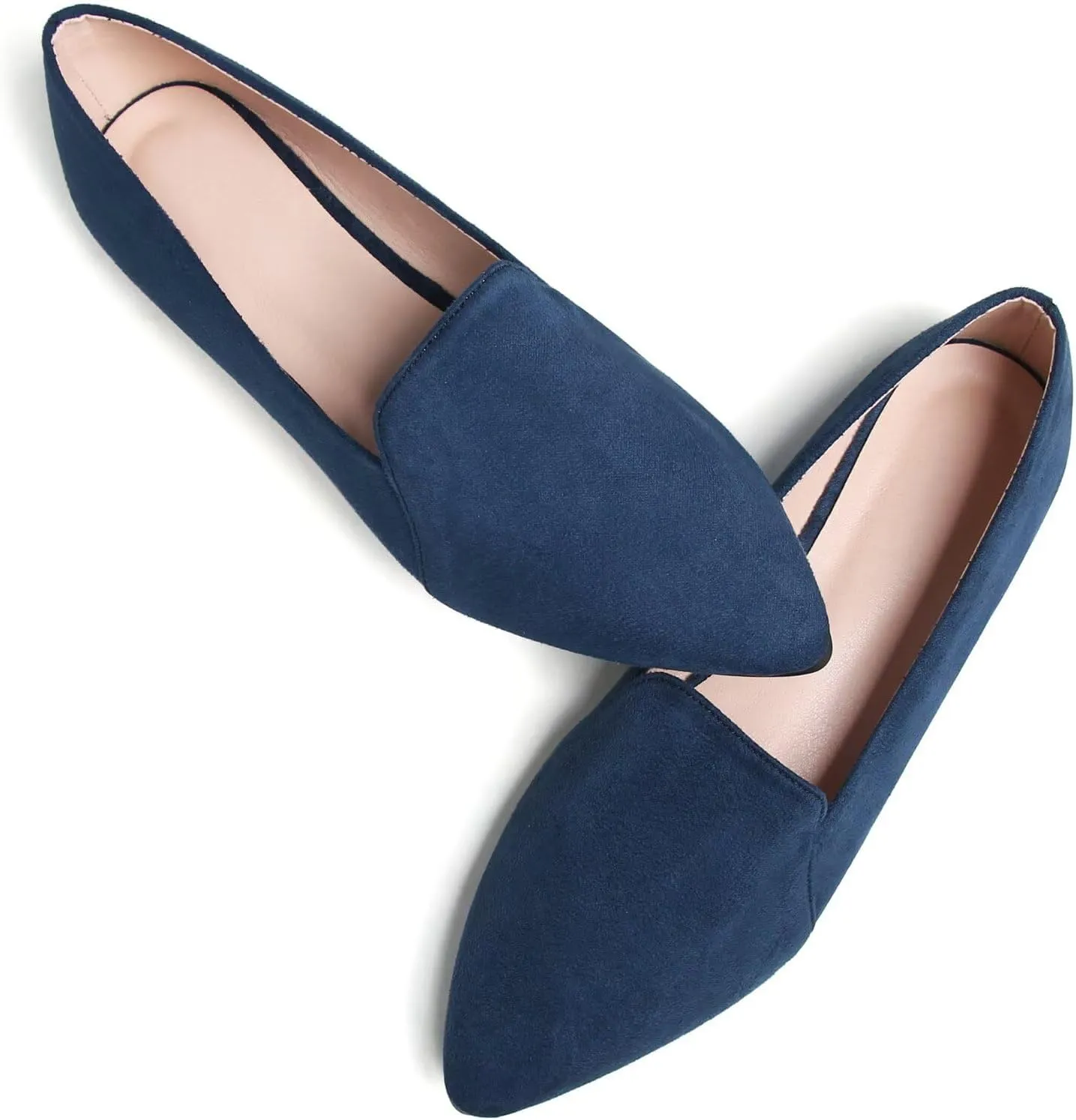 Stunner Women's Flats Comfortable Pointed Toe Slip On Ballet Flats Soft Faux Suede Dress Flat Shoes