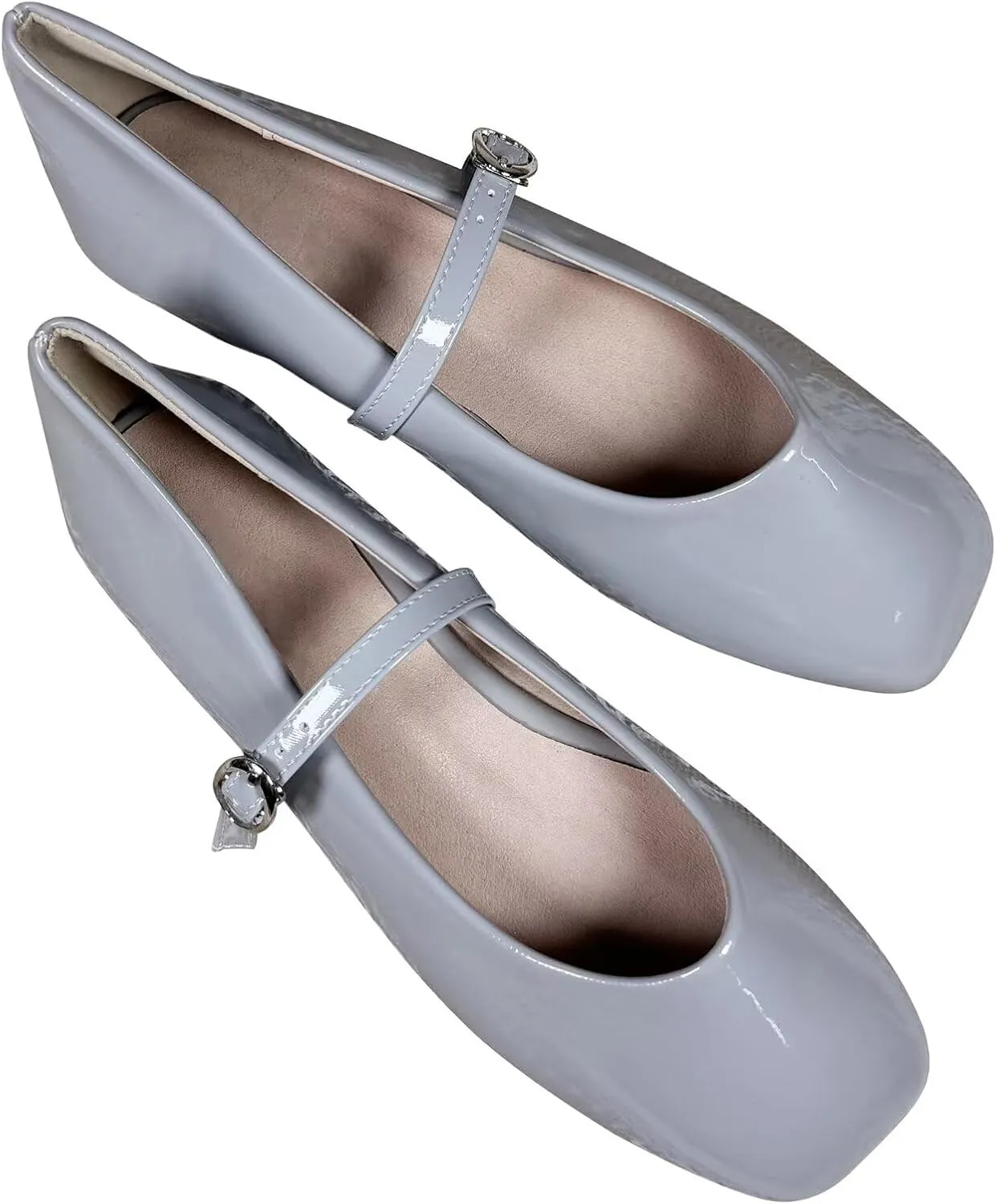 Stunner Women's Mary Jane Flats Retro Square Toe Soft Ballet Flats Comfort Double Line Strap Wedding Dressy Flats 2