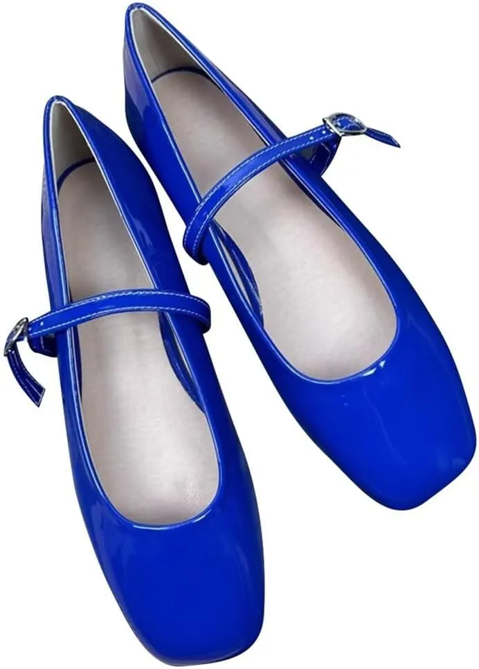 Stunner Women's Mary Jane Flats Retro Square Toe Soft Ballet Flats Comfort Double Line Strap Wedding Dressy Flats 2