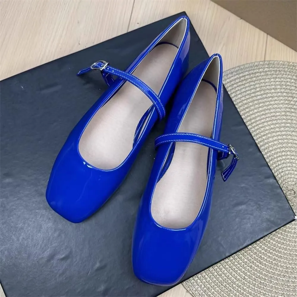 Stunner Women's Mary Jane Flats Retro Square Toe Soft Ballet Flats Comfort Double Line Strap Wedding Dressy Flats 2