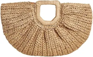 Summer Top Handle Straw Handbags for Women Beach Vacation Boho Woven Crochet Tote Bag Raffia 2025 Spring Purse