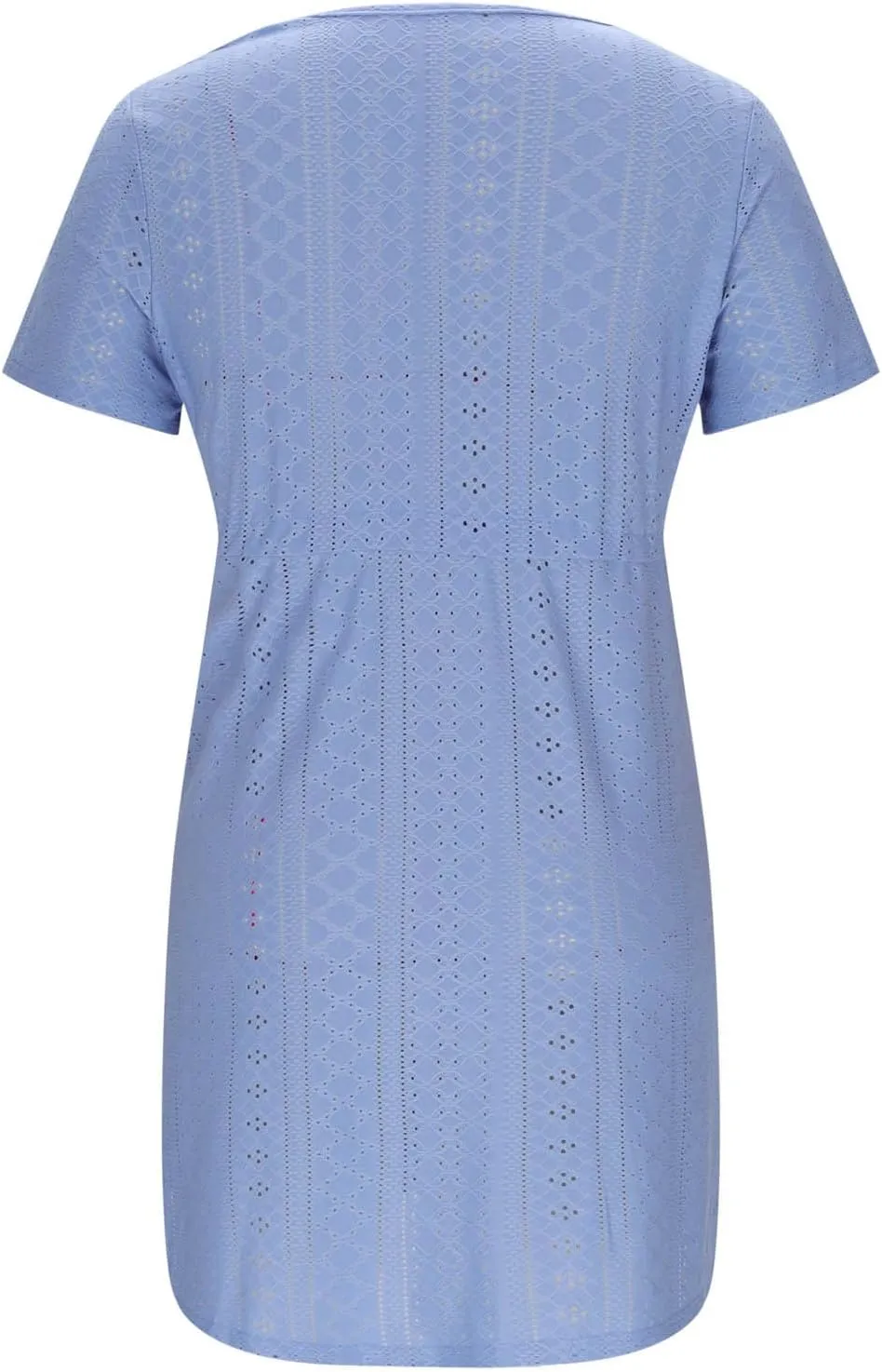 Sundresses for Women 2025 Beach Vacation Cover Ups Eyelet Tshirt Dress Casual V-Neck Drawstring Slit Flowy Mini Dress