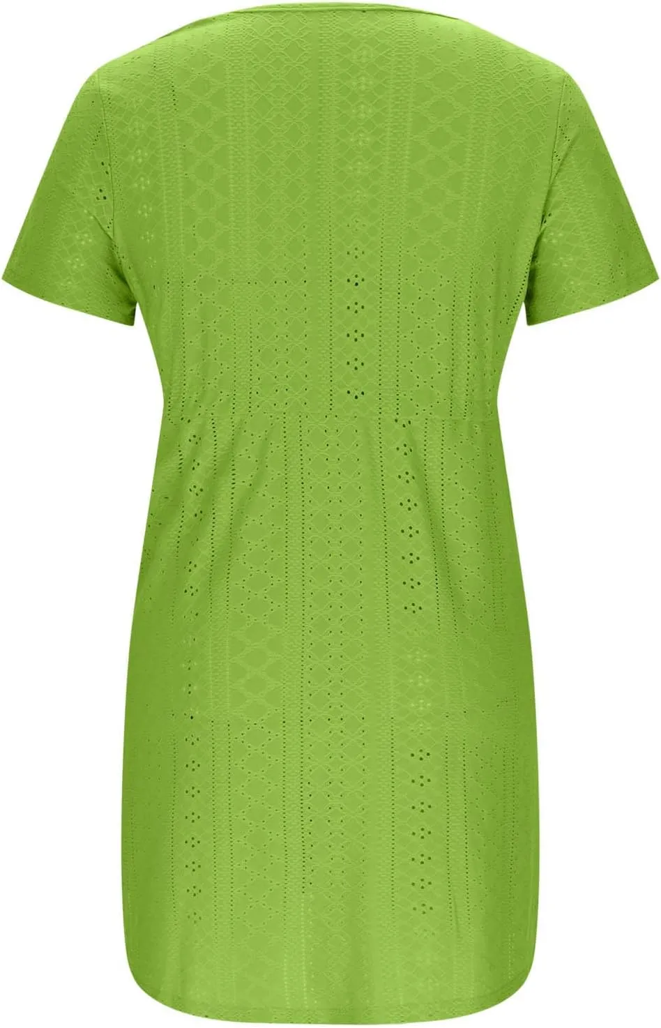 Sundresses for Women 2025 Beach Vacation Cover Ups Eyelet Tshirt Dress Casual V-Neck Drawstring Slit Flowy Mini Dress