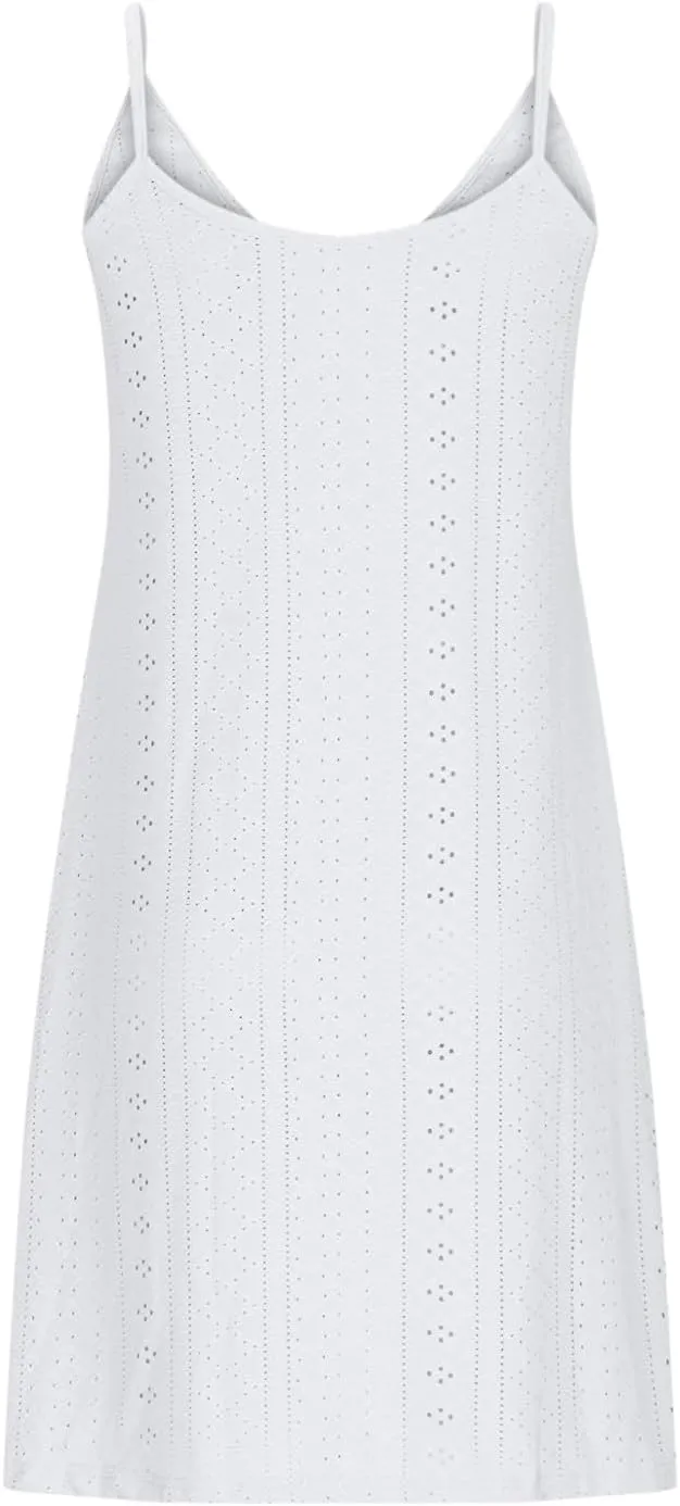 Sundresses for Women 2025 Beach Vacation Lace Eyelet V Neck Mini Dress Sexy Spaghetti Strap Summer Flowy Beach Outfit