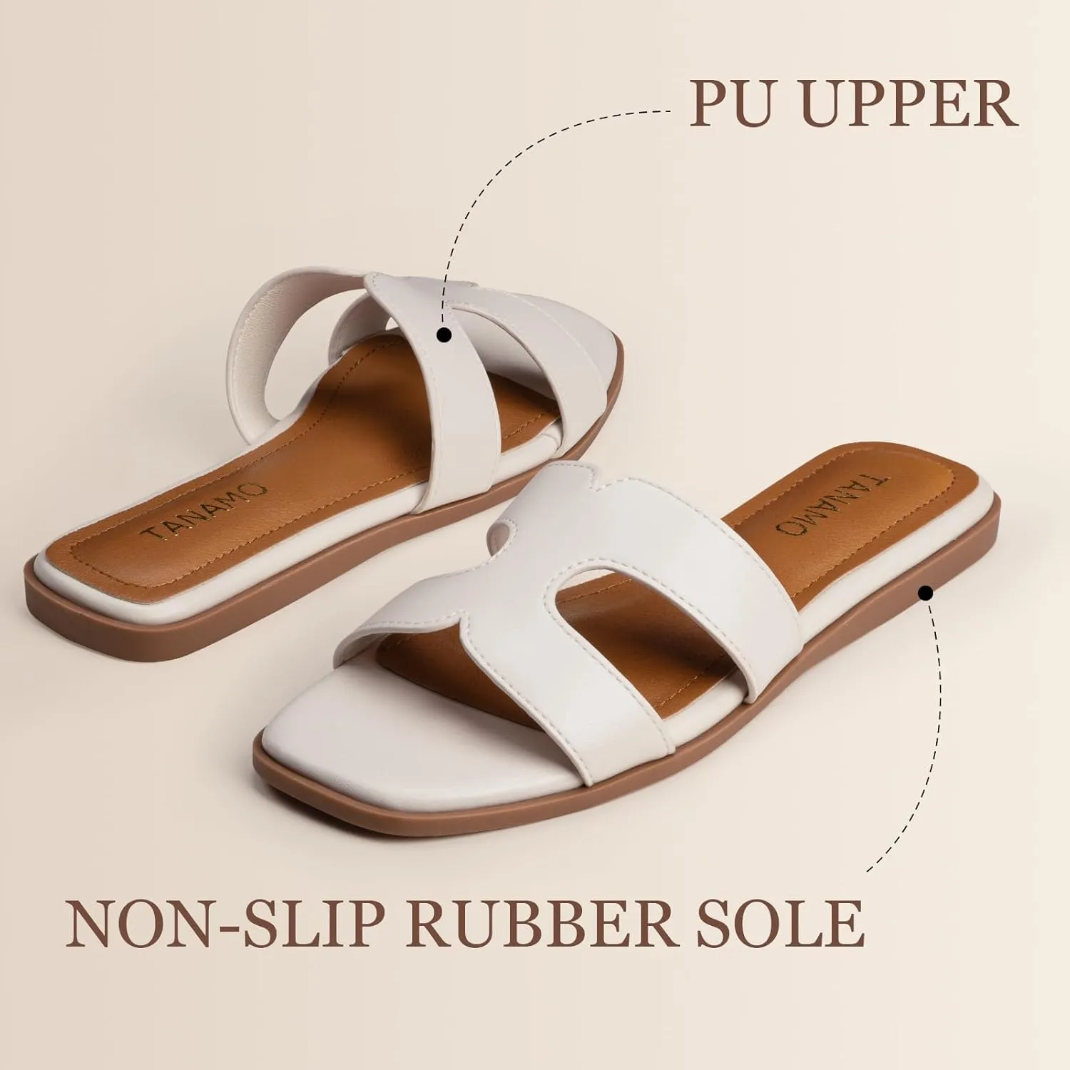 Tanamo Womens's Sandals Girls Slides Sandals Women Narrow Dressy Summer Flat Sandals Square Open Toe Casual Beach